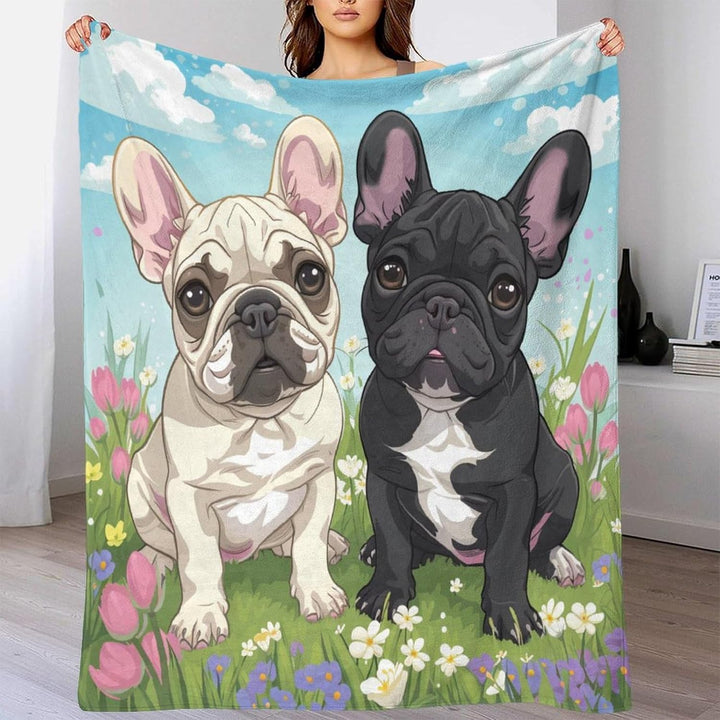 Französische Bulldogge Cosy Fluffy Blanket Pillow,Ultra-Soft Micro Fleece, Soft and Warm 3D Printed,