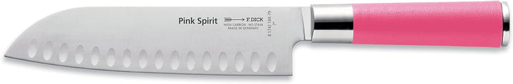 F. DICK Pink Spirit Santoku Messer (Klingenlänge 18 cm, Küchenmesser mit Kullenschliff, aus hochlegi