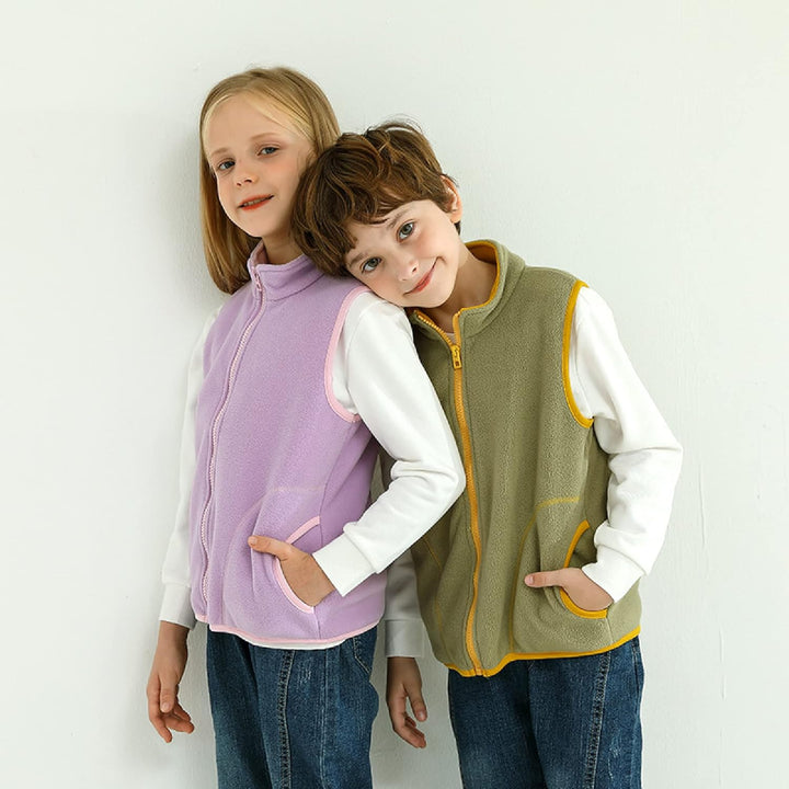 ANIMQUE Kinder Jungen Mädchen Fleeceweste Stehkragen Reissverschluss Doppellagiges Polar Fleece West