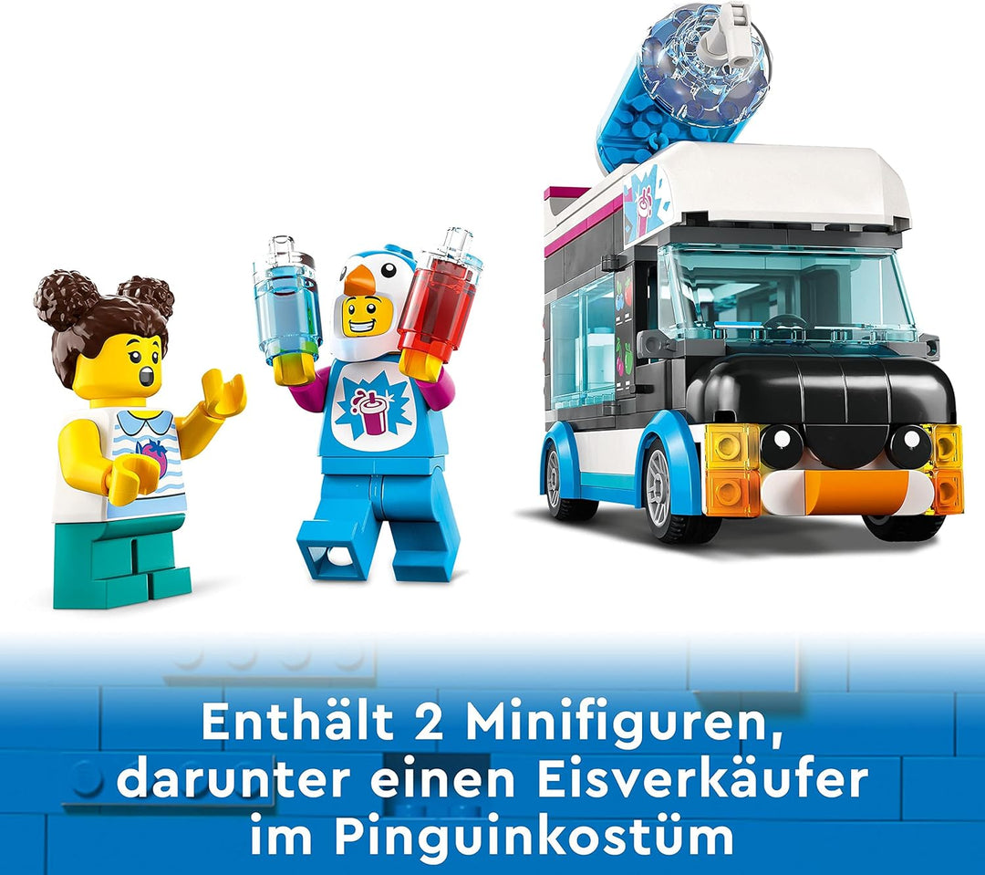 LEGO 60384 City Slush-Eiswagen Set, Sommer-Fahrzeug-Spielzeug mit Kinderspielfiguren, Konstruktionss