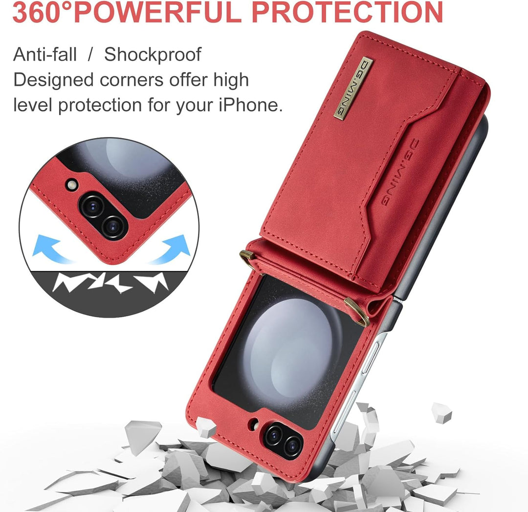 UDBKKDX Brieftasche Handyhülle für Samsung Galaxy Z Flip 4, hülle Mattes Leder mit Ständer Kameralin