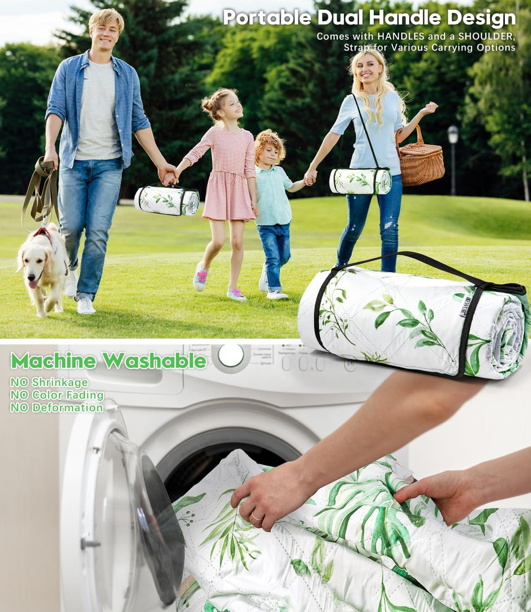 DEWUR Picknickdecke wasserdicht waschbar, Stranddecke Sandfrei XXL Campingdecke Strandmatte isoliert
