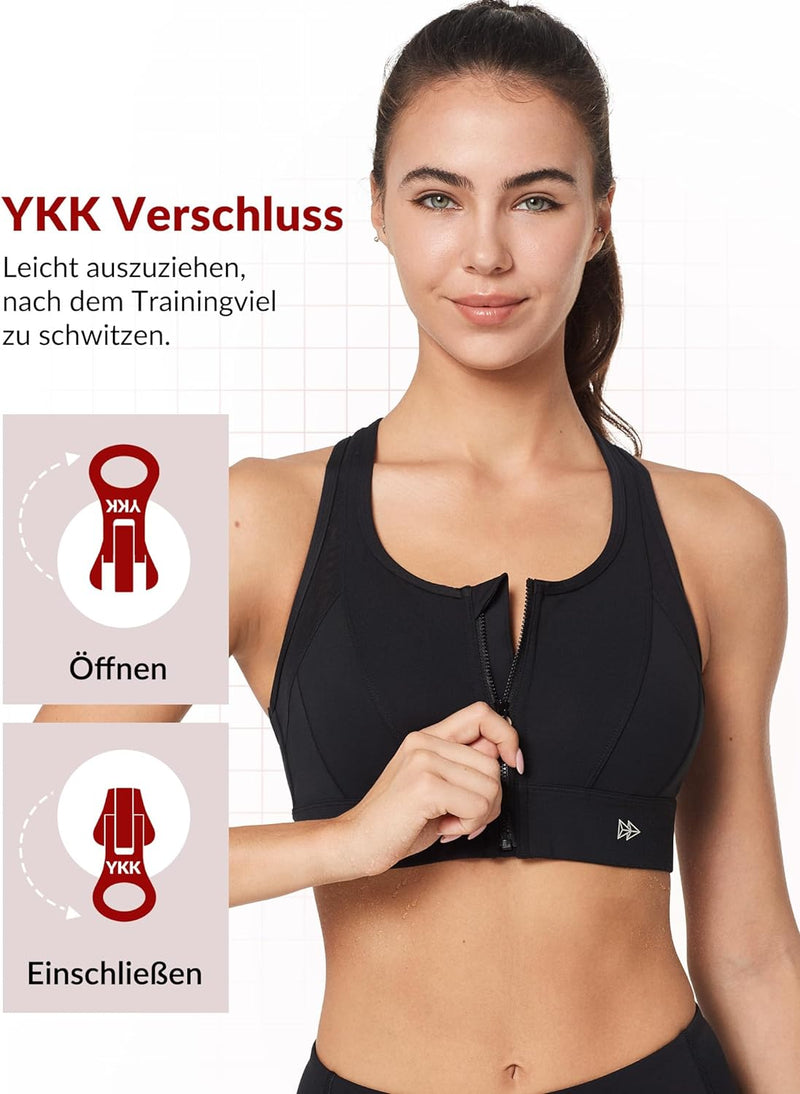 Yvette Starker Halt Sport BH Grosse Brüste mit Vorderverschluss Mesh Ringerrücken Ohne Bügel für Fit