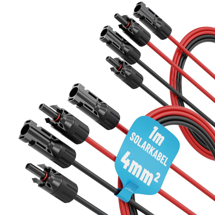 ABSINA 4x 1 Meter Solarkabel 4mm2 H1Z2Z2-K schwarz & rot - PV Kabel 4mm2 UV-beständig - Solarleitung