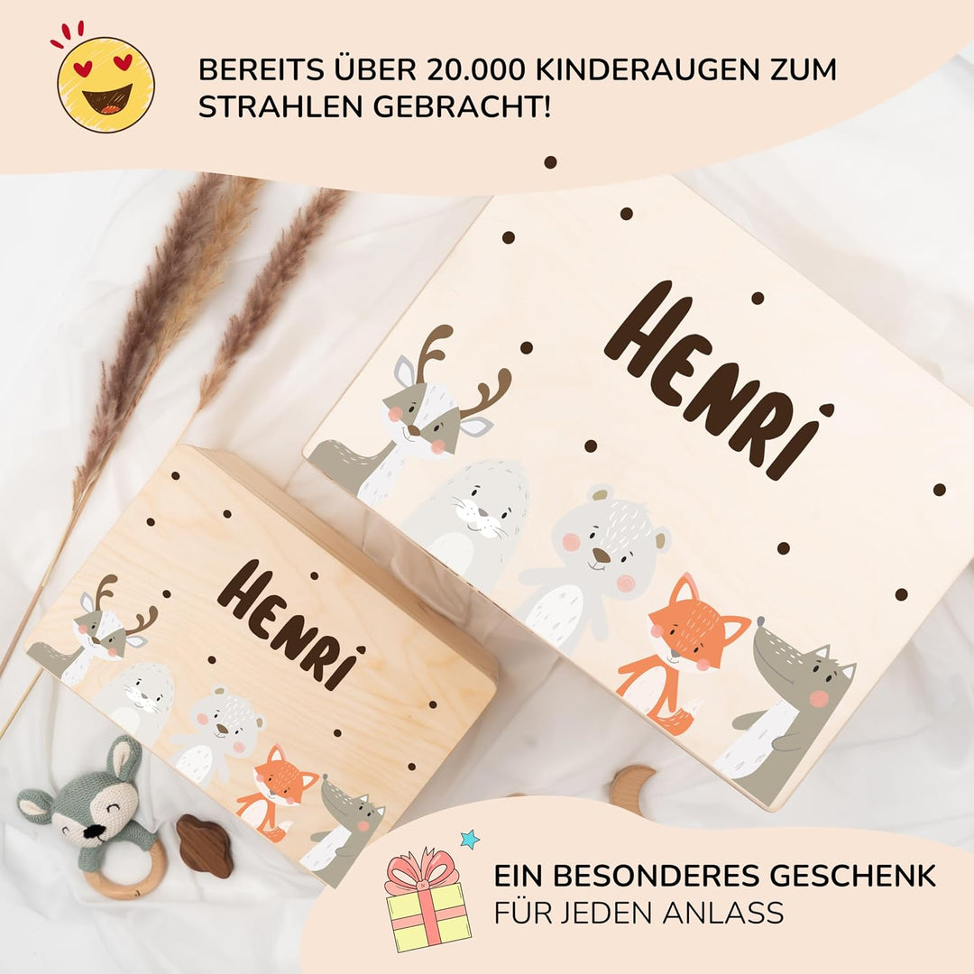KIDSMOOD - Erinnerungsbox Baby, personalisierte Holzkiste mit Deckel, Ideal zur Aufbewahrung von Eri