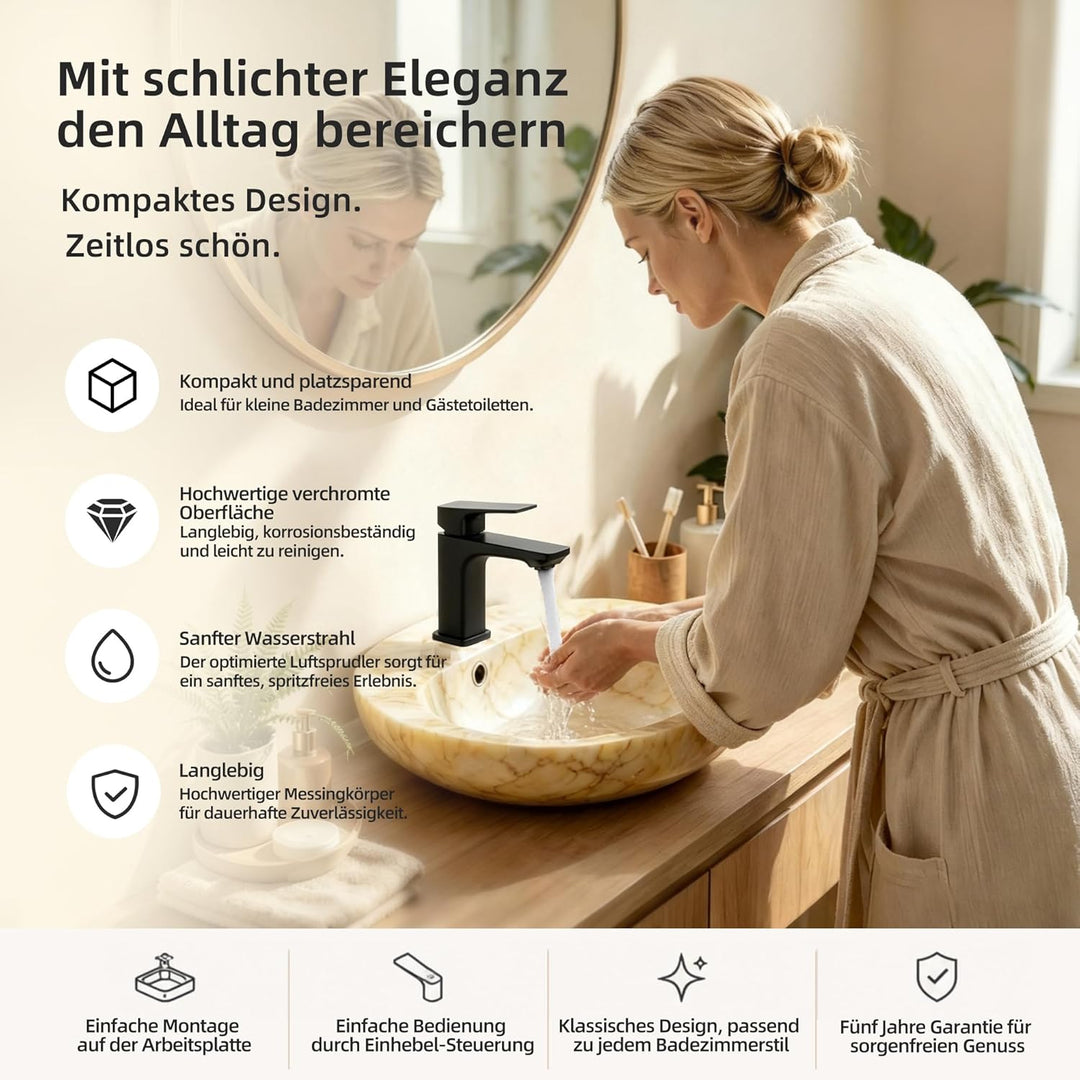 BELZ Wasserhahn Bad,Waschtischarmatur Einhandmischer Armatur Waschbecken mit Auslauf Höhe 82 MM,Wass