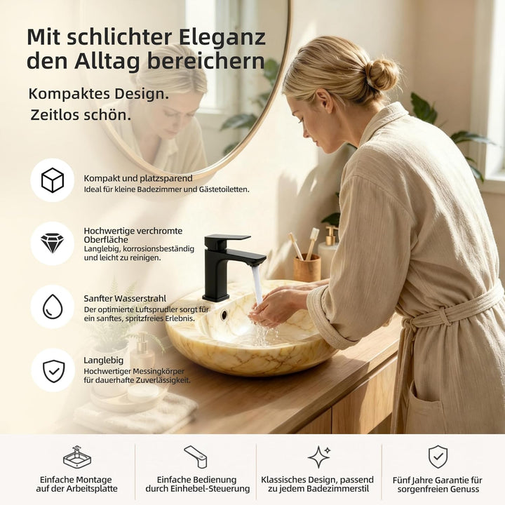 BELZ Wasserhahn Bad,Waschtischarmatur Einhandmischer Armatur Waschbecken mit Auslauf Höhe 82 MM,Wass