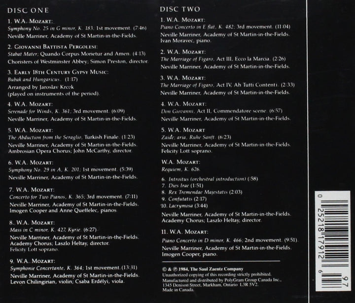 Amadeus (Original Soundtrack), Audio-CD