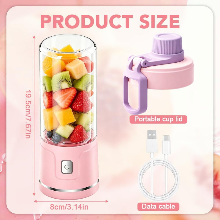 Tragbarer Mixer, 450ml Smoothie Maker to go, Portabler Elektrischer Saftpresse mit Reisedeckel, Port