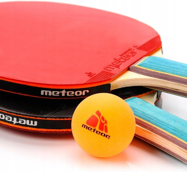 meteor Tischtennis-Set Zwei Schläger und DREI Bälle Allround-Profi Amateur-Mittel- und Fortgeschritt