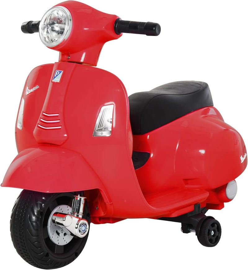 HOMCOM Vespa Elektromotorrad Kindermotorrad Elektrofahrzeug 18-36 Monate 3 km/h LED-Licht Sound PP-K