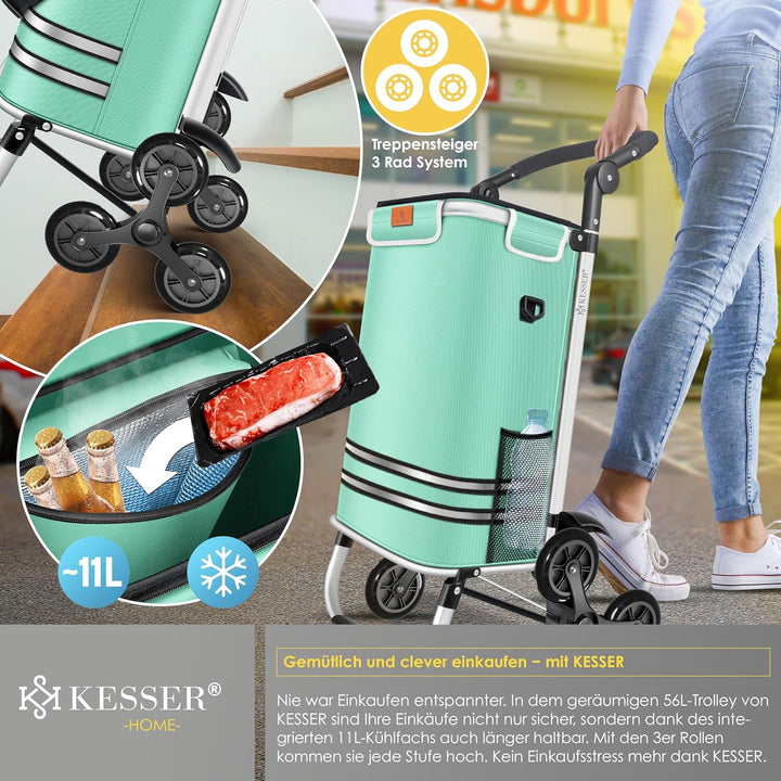 KESSER® Einkaufstrolley Treppensteiger mit Kühlfach klappbar mit 56L Kapazität und belastbar bis 50k