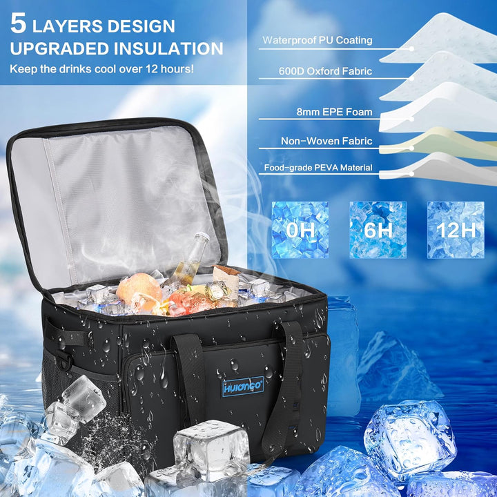 Hulongo Kühltasche Gross Lunchtasche Faltbar Thermotasche Wasserdicht Picknicktasche Isoliertasche C