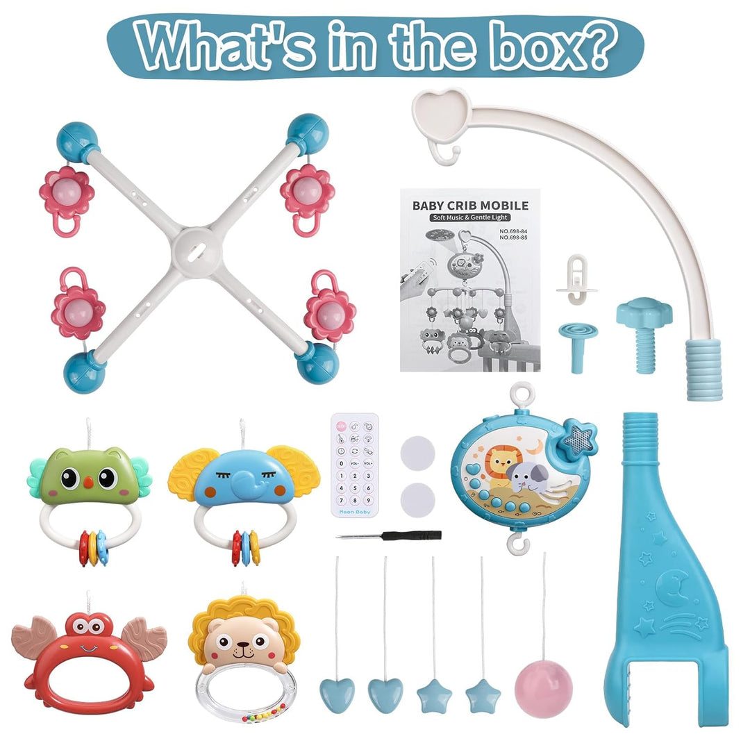Mini Tudou Baby Mobile,Mobile Babybett mit Timing-Funktion & Stern Projektor,Fernsteuerung Spieluhr