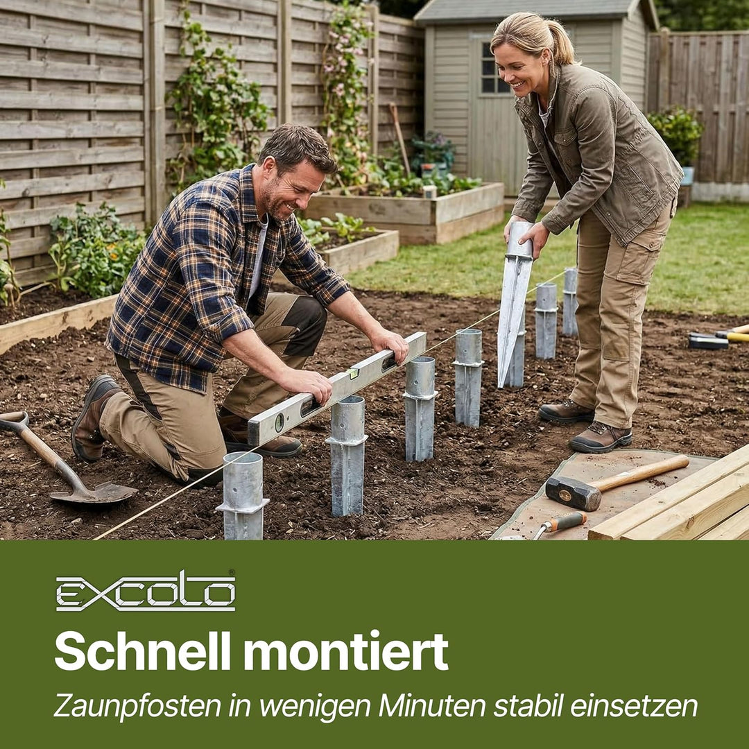 10 Stk 70mm Pfostenträger Einschlaghülse Bodenhülse kurz 600mm Holz-pfosten Zaun