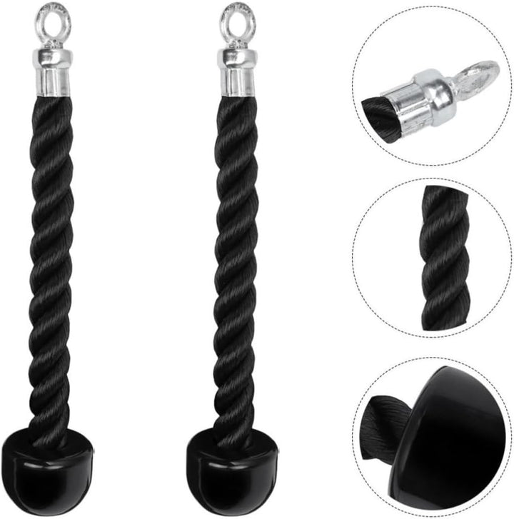 Trizepsseil 2 Stück mit Einzelgriff aus Tpr und Nylon für Kabelzug | Zughilfen Krafttraining, Robust