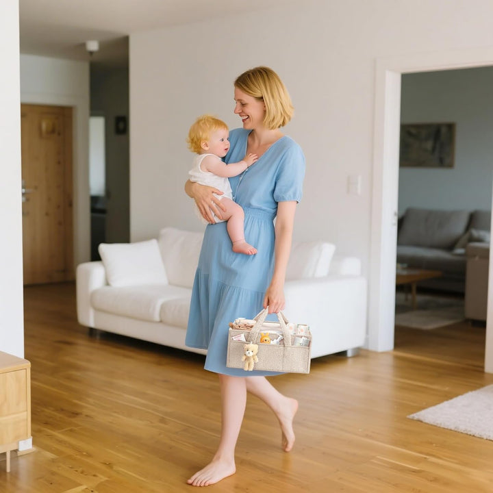 Baby Wickeltasche Organizer，Baby-Windel-Caddy Organizer für Wickeltisch，Multifunktional Tragbar Wick