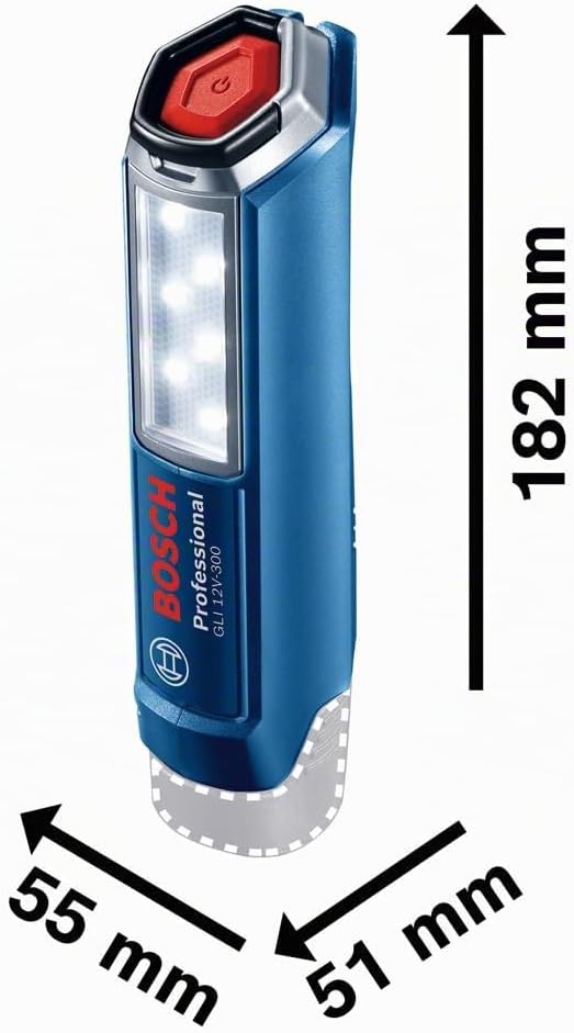 Bosch Professional 12V System Akku LED Lampe GLI 12V-300 (300 Lumen, ohne Akkus und Ladegerät, im Ka