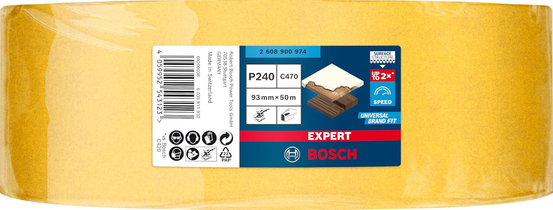 Bosch Professional 1x Expert C470 Schleifpapierrolle (für Hartholz, Farbe auf Holz, Breite 93 mm, Lä