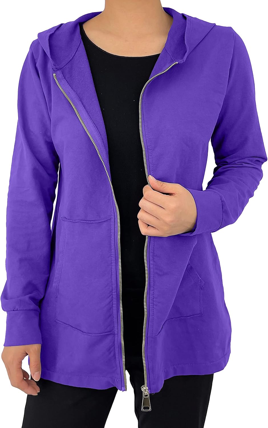 JOPHY & CO. Langes Sweatshirt für Frauen mit Kapuze, Reissverschluss und Taschen (cod. 9047)