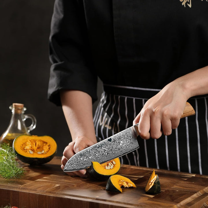 Wakoli EDIB Pro Damast Santoku Messer mit Gravur – Personalisiertes Küchenmesser, 16cm Klinge aus 67