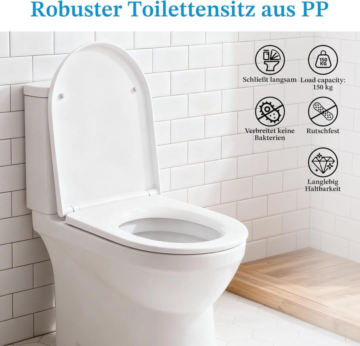 Toilettendeckel mit Absenkautomatik, WC Sitz mit Absenkautomatik Antibakteriell & UV-Beständig, Klod