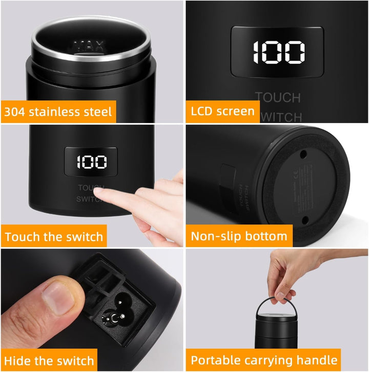 380ML Kleiner Tragbarer Wasserkocher, 3 in 1 Mini Elektrische Wassertasse mit Temperatureinstellung,