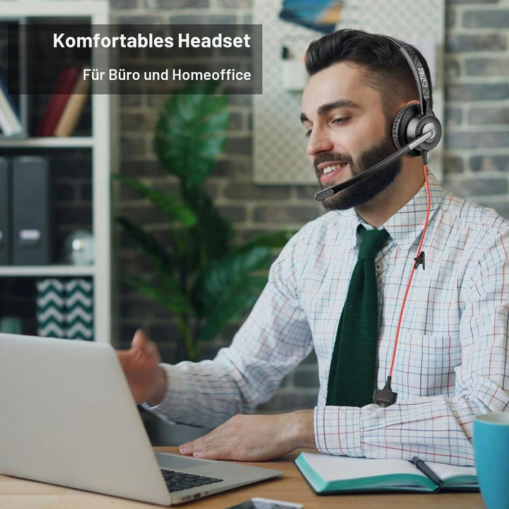 Callez G700TA USB Headset mit Mikrofon Noise Cancelling Business Kopfhörer mit Kabel für PC Laptop (
