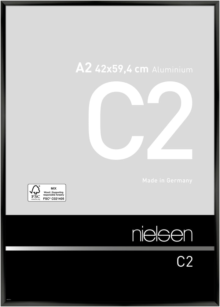 nielsen Aluminium Bilderrahmen C2, 42x59,4 cm (A2), Eloxal Schwarz Glanz 42 x 59,4 cm (A2) Eloxal Sc
