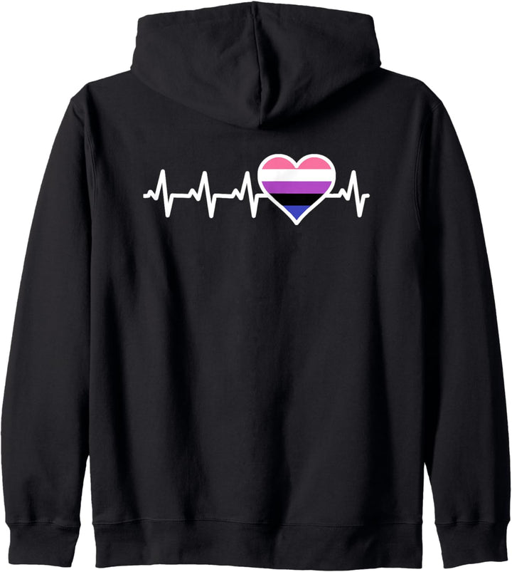Genderfluid Heartbeat Shirt Nonbinary Geschenk Kapuzenjacke