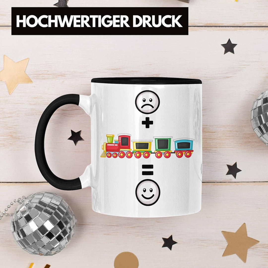 Trendation - Eisenbahn Tasse Geschenk für Eisenbahner Modelleisenbahn :(+ Eisenbahner = :) Lustige G
