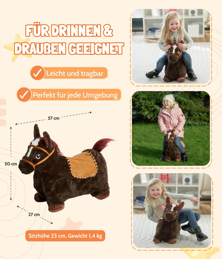 Bayer Chic 2000 Hüpfpferd Dunkelbraun | Inkl. Bezug &amp; Pumpe | Ab 18 Monaten | Aufblasbares Hüpfpferd