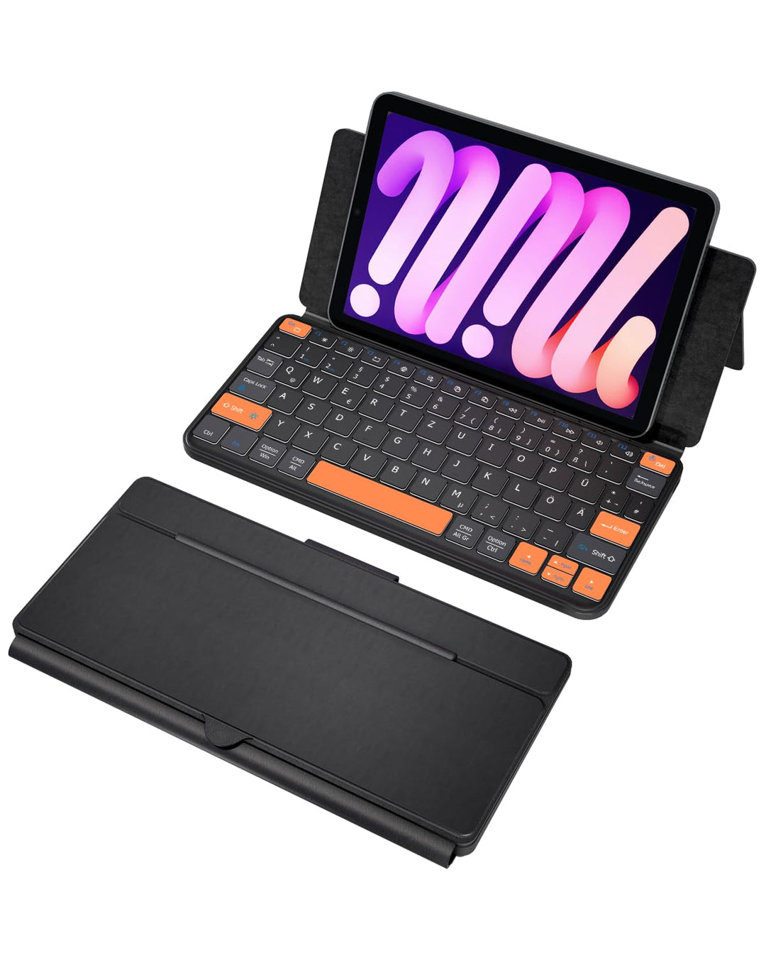 Doohoeek Tragbare Dual Bluetooth Tastatur für Tablet & Smartphone, Mini Keyboard mit verstellbarem S
