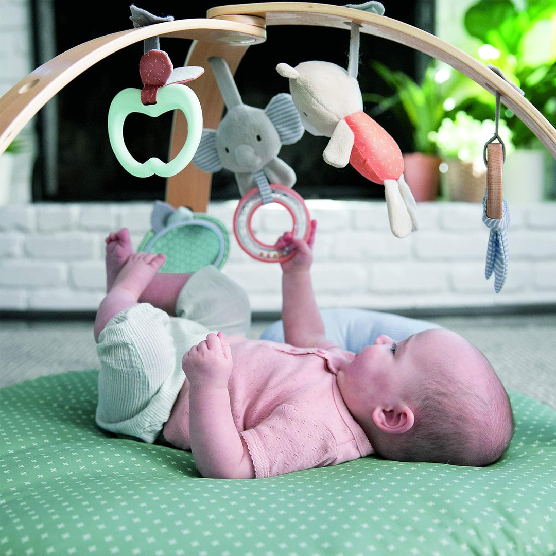 Ingenuity, Cozy Spot Loamy Spielmatte mit Spielbogen aus Holz & Fehn Soft Bilderbuch Bruno – Baby Fü