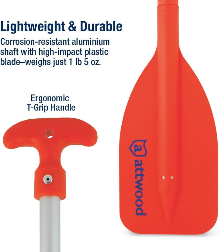 Attwood Notfall-Teleskop-Paddel für Bootfahren, Orange, mehrere Grössen 50,8 cm bis 107,7 cm, 50,8 c