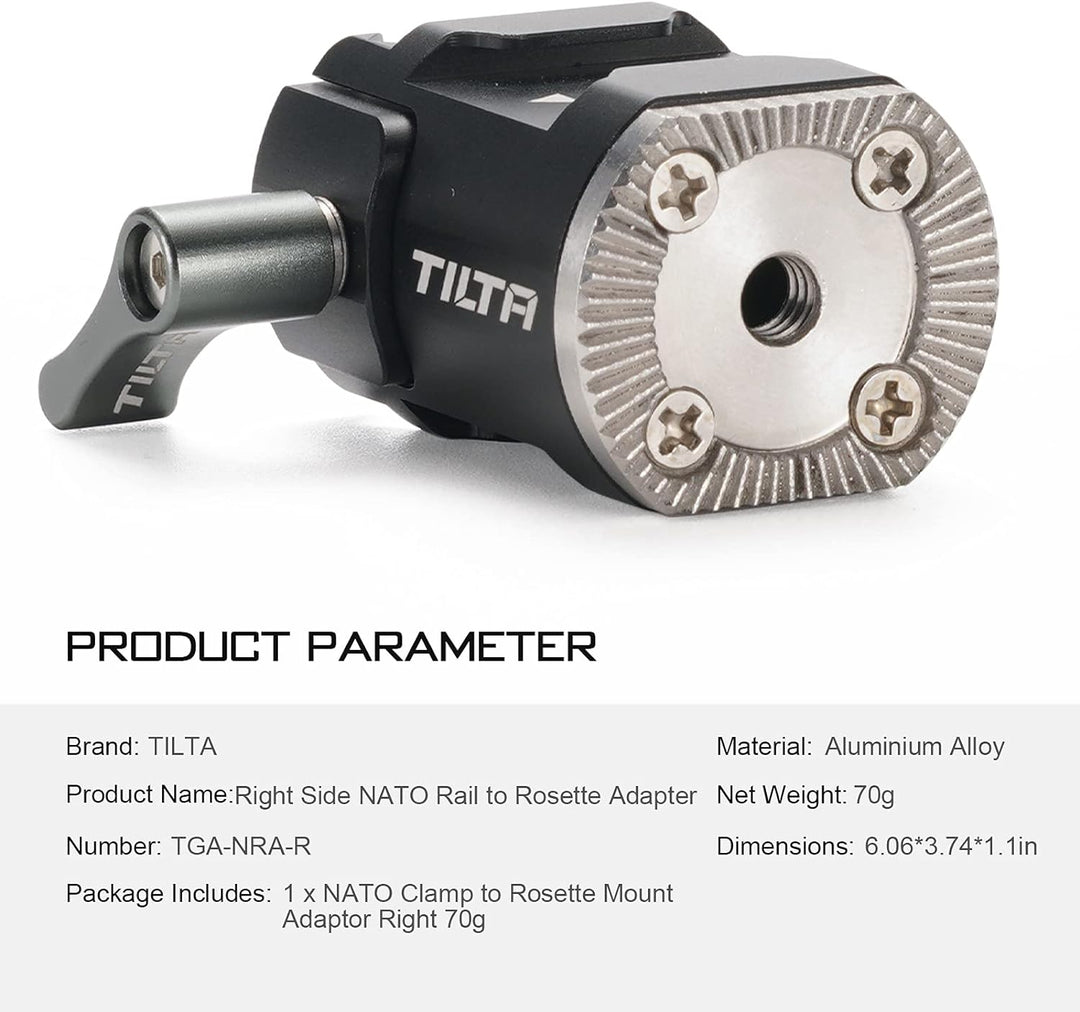Tilta Right Side NATO Rail to Rosette Adapter Kompatibel mit DJI RS 2/RS 3 Pro/RSC 2/RS 3 TGA-NRA-R