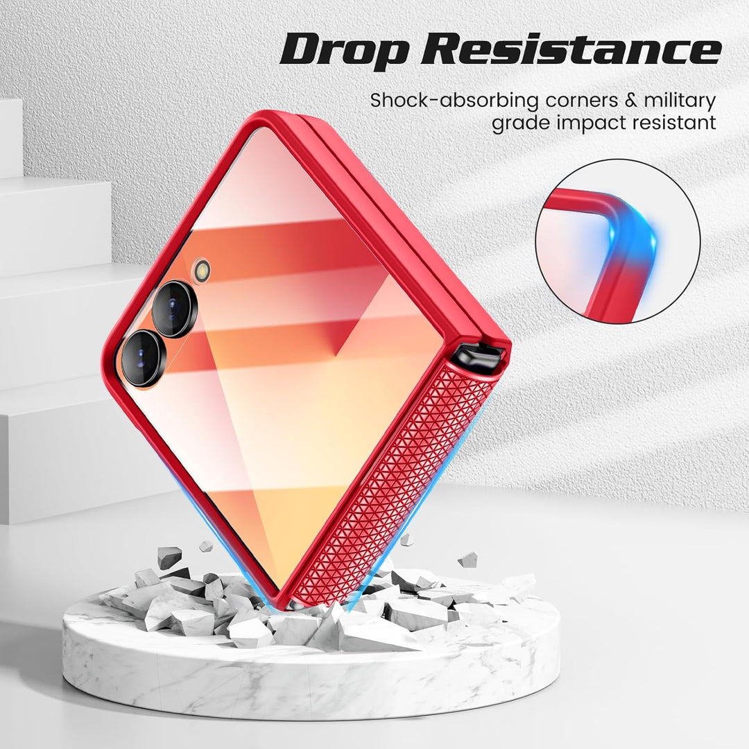 Doeshine für Samsung Galaxy Z Flip 7 Hülle [Not für Flip 7FE] mit Scharnierschutz & Displayschutzfol