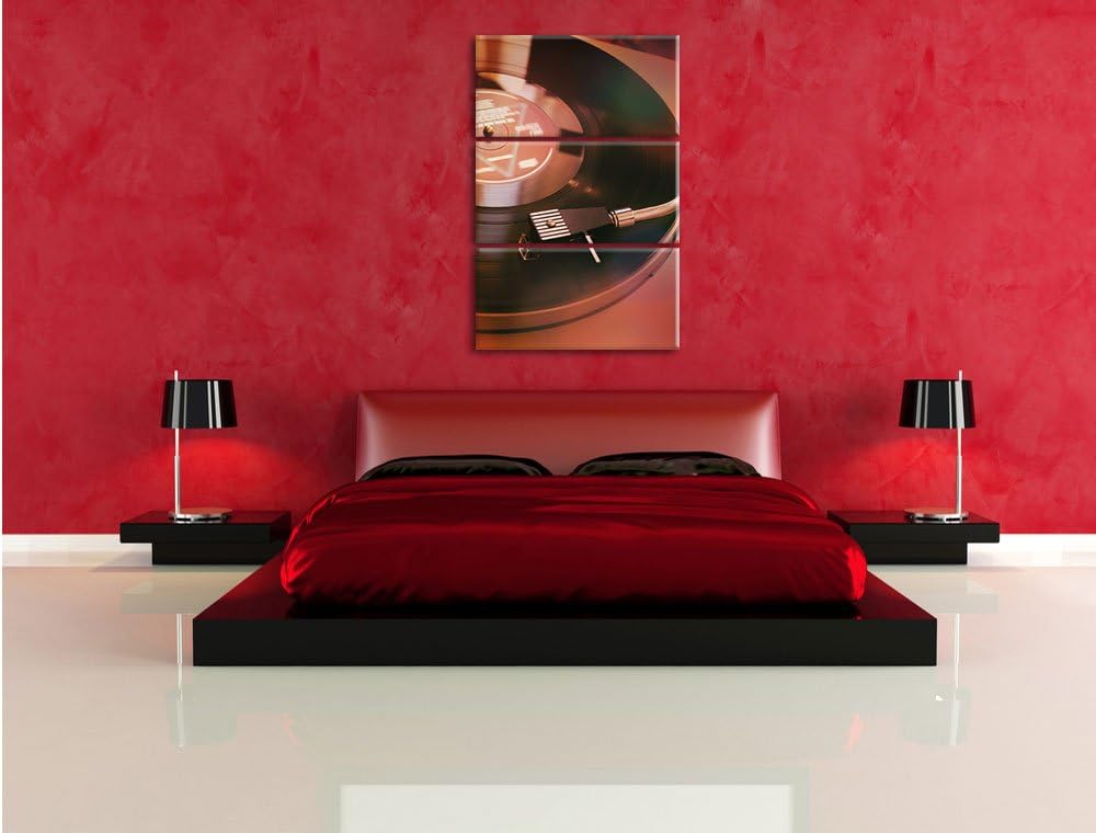 Pixxprint Schallplatte als Leinwandbild | Grösse: 3 Teilig (120x80) | Wandbild| Kunstdruck | fertig