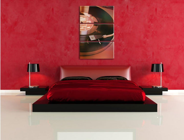 Pixxprint Schallplatte als Leinwandbild | Grösse: 3 Teilig (120x80) | Wandbild| Kunstdruck | fertig