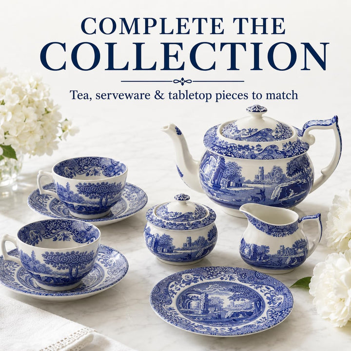Spode Blaue italienische Zuckerdose mit Deckel.