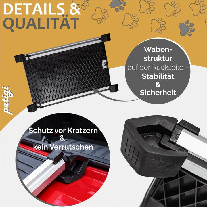 Auswahl Hunderampe für Auto, Aluminium, Hunde Rampe, Hundetreppe, SUV, rutschfest, Belastbarkeit 70