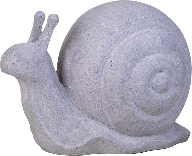 IDYL Moderne Skulptur Figur Sandsteinguss Schnecke | wetterfest | grau | 51x30x36 cm | Dekorationsfi