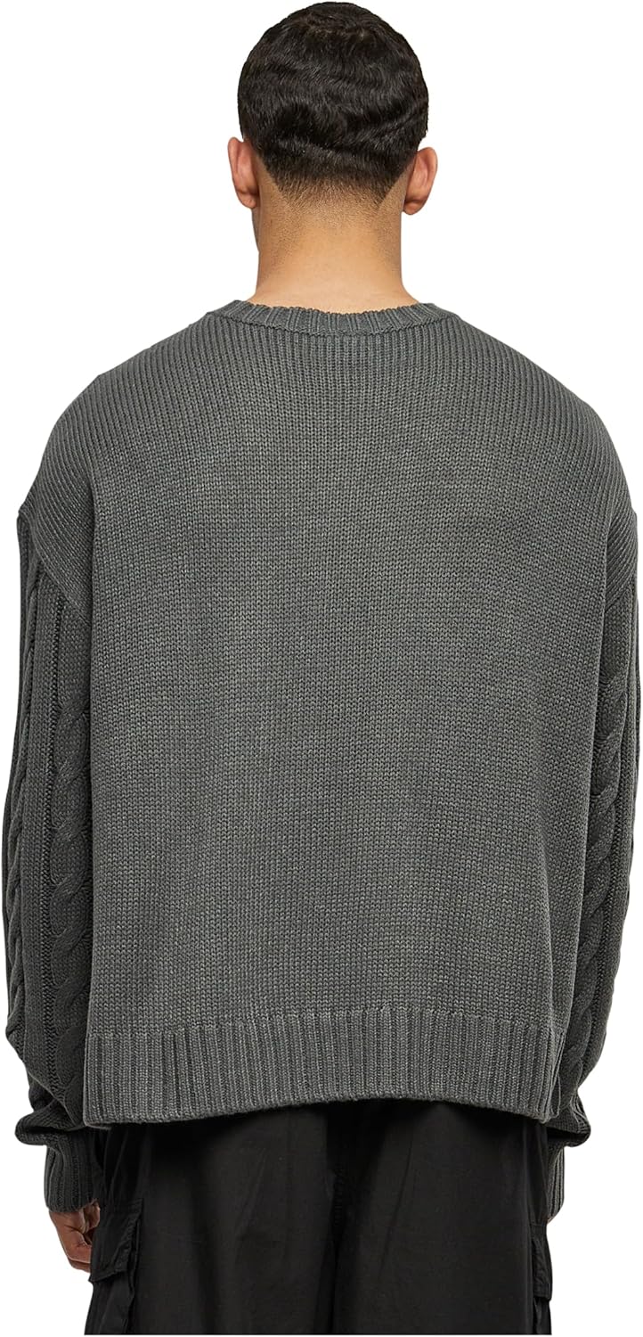 Urban Classics Boxy Sweater, legerer einfarbiger oversize Männer Strickpullover mit Zopfmuster, erhä