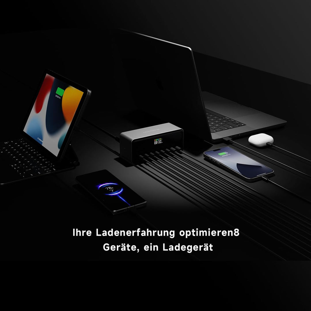 ISDT MASS2 200W USB C Ladegerät,8-Port Schnellladegerät Mehrfach Netzteil mit Weckerfunktion&Zeitges