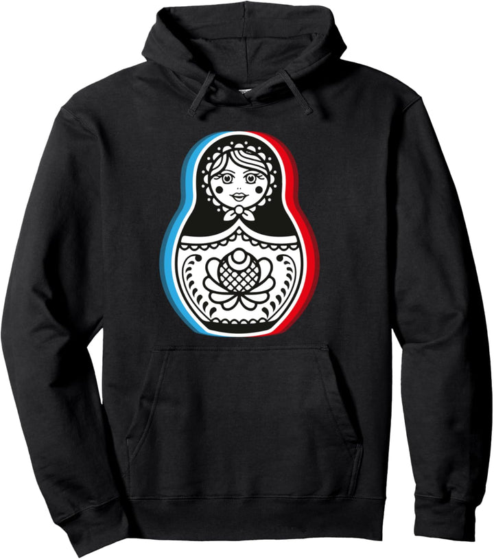 Witchy Glitch Babushka Matroschka Puppe Gzhel Stil Kunst Pullover Hoodie