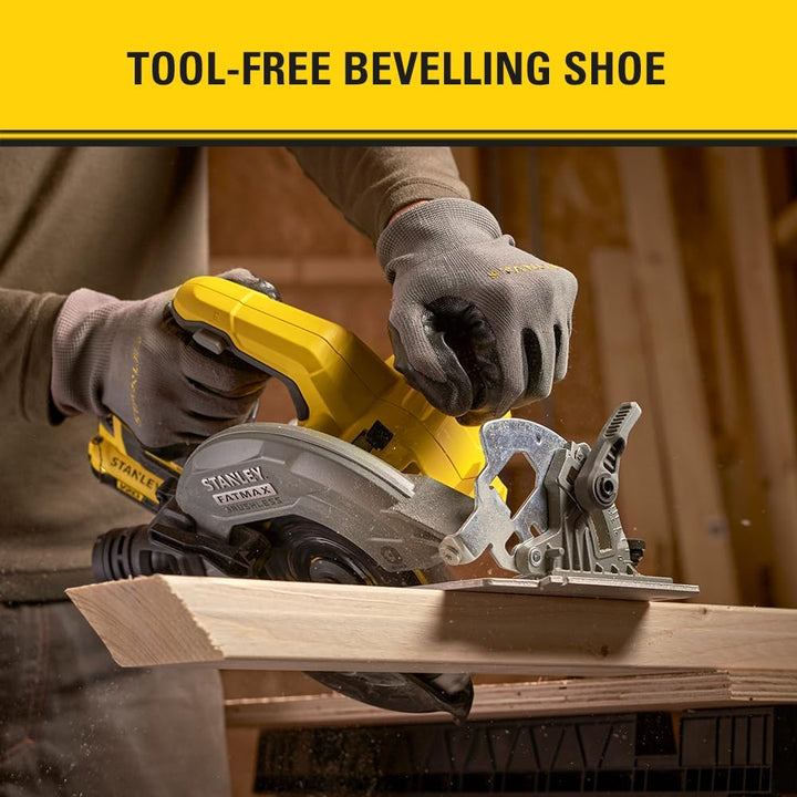 Stanley FatMax V20 Akku-Handkreissäge SFMCS550B (18V, bürstenlos, werkzeuglose Schnitttiefen- und Wi