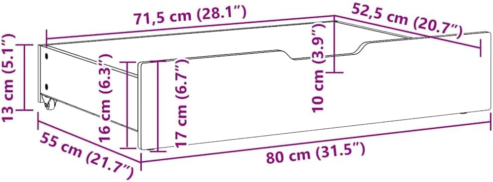 vidaXL Bettschubladen 2 STK., Bettkasten Holz Aufbewahrung mit Rollen, Bett Schublade Bettauszug, Be
