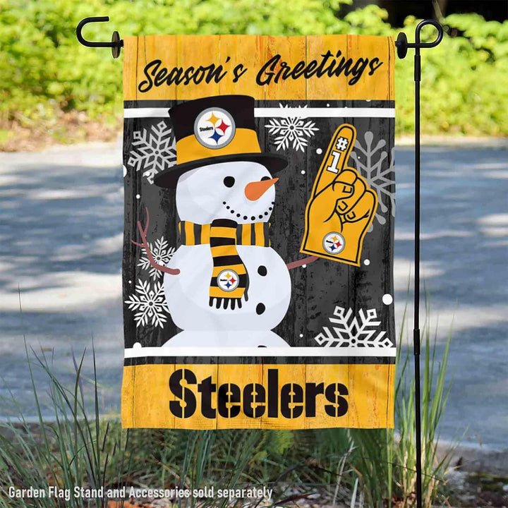 Pittsburgh Steelers Gartenflagge, doppelseitig, für Urlaub, Winter, Schnee