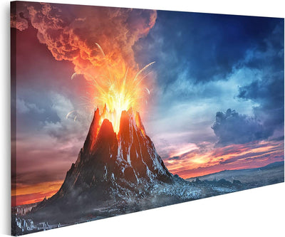 islandburner Bild auf Leinwand Vulkanischer Berg Eruption Lava Lapilli Bilder Wandbilder Poster Lein