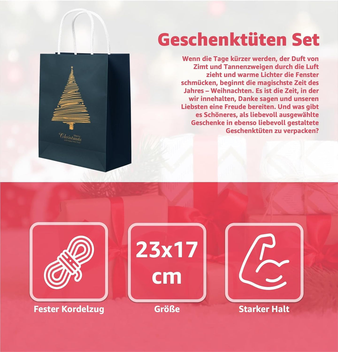 36 XXL-Geschenktaschen für Weihnachten: Grosse Weihnachtsgeschenktüten ideal für Präsente & Geschenk